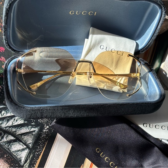 Gucci 💅✨ Brown Gradient Gold GG Lens 59 15 130 Women's Sunglasses GG0651S 005 - Picture 11 of 16